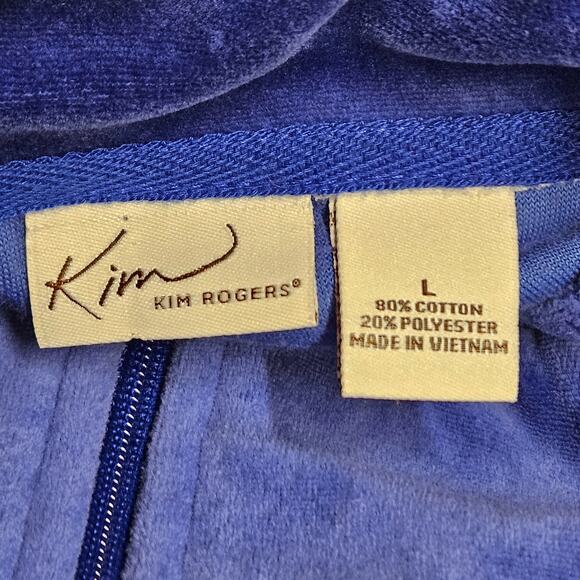 Women's Kim‎ Kim Rogers Blue Velour Mock Zip Up Jacket Size Large - Picture 6 of 7
